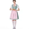Oktoberfest Dame Outfit Dirndl Damekjole Bryllupsgæst Dirndl Bluse Kostume Sexet Inklusive Kjole, Bluse, Forklæde (XL Grøn)
