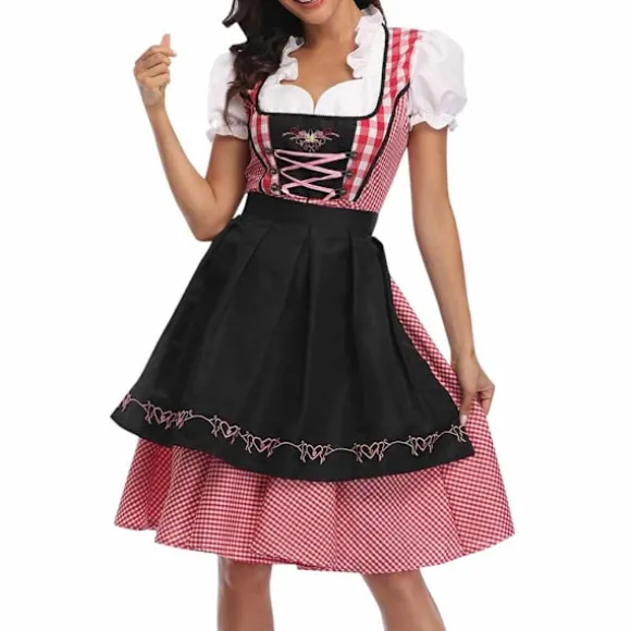 Oktoberfest Kjole Dame Forklæde Servitrice Kjoler Komfortable Black L
