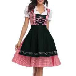 Oktoberfest Kjole Dame Forklæde Servitrice Kjoler Komfortable Black L