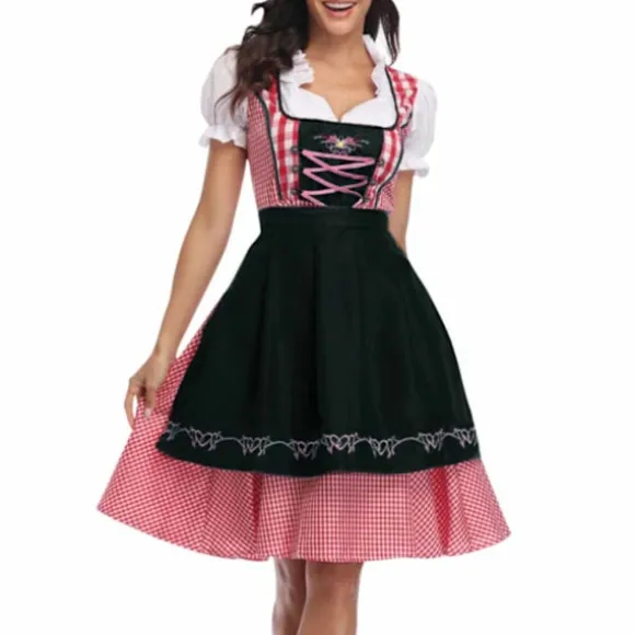 Oktoberfest Kjole Dame Forklæde Servitrice Kjoler Komfortable Black L