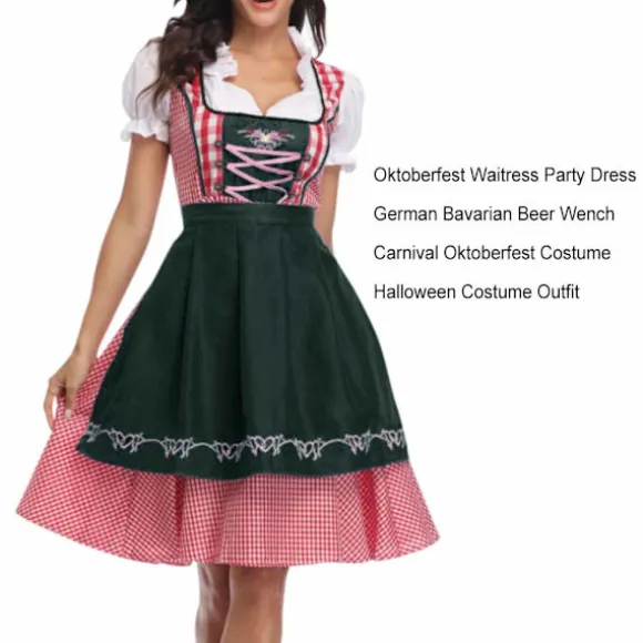 Oktoberfest Kjole Dame Forklæde Servitrice Kjoler Komfortable Black L