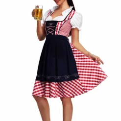 Oktoberfest Kjole Dame Forklæde Servitrice Kjoler Komfortable Black L