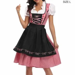 Oktoberfest Kjole Dame Forklæde Servitrice Kjoler Komfortable Black L