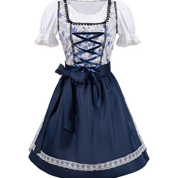 Oktoberfest Kostumefesttøj Cosplay Pigekjole V-ringet Blå blue L