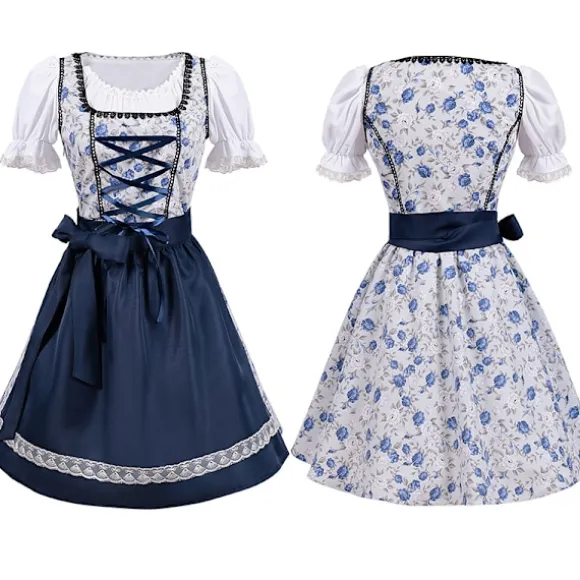 Oktoberfest Kostumefesttøj Cosplay Pigekjole V-ringet Blå blue L