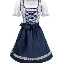 Oktoberfest Kostumefesttøj Cosplay Pigekjole V-ringet Blå blue L