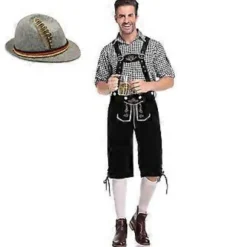 Oktoberfest og Ølfestival Herre Bayersk Oktoberfest Kostumesæt (2XL Sort)