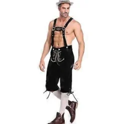 Oktoberfest og Ølfestival Herre Bayersk Oktoberfest Kostumesæt (2XL Sort)