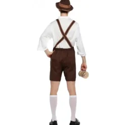 Oktoberfest-festdragt til mænd, tysk bayersk ølknegt, læderbukser, traditionel kostume, M