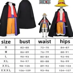 One Piece Serie Wano Country Monkey D Luffy Cosplay sæt inklusive hat (2XL)