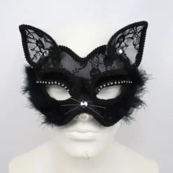 One Piece Sort Maske Masquerade Maske Blonder Sexet Kvinde