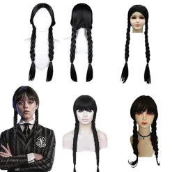 Onsdag Addams Voksen Barn Onsdag Cosplay Paryk.k Adult A