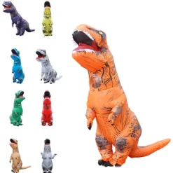 Oppustelig Dinosaur Kostume Cosplay Maskerade Halloween Børn grøn voksen grøn barn grøn barn-FA- børn kids green