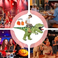 Oppustelig Dinosaur Kostume – Sjov Ride-On Halloweenkostume til Fest, Halloween & Sceneoptræden_TF_TF L-150-190cm