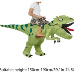 Oppustelig Dinosaur Kostume – Sjov Ride-On Halloweenkostume til Fest, Halloween & Sceneoptræden_TF_TF L-150-190cm