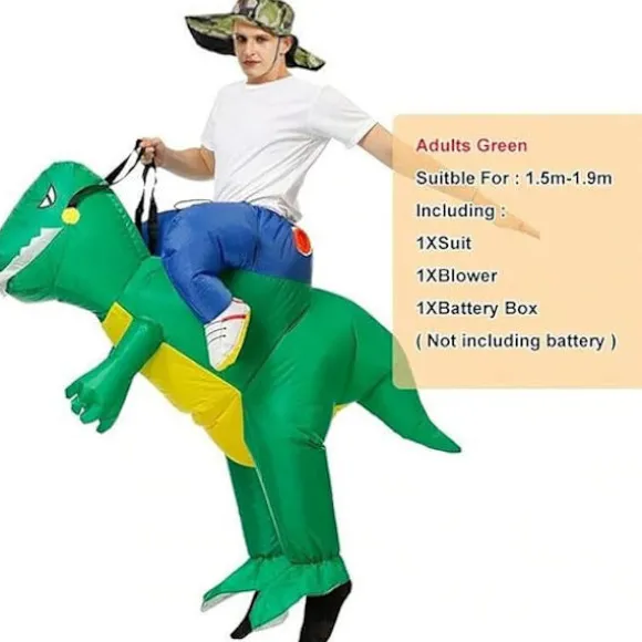 Oppustelig Dinosaur Kostume Fest Oppustelig Raptor Kostume, Oppustelig Dinosaur Kostume Outfit Jul Halloween Karneval