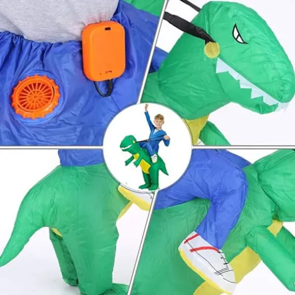 Oppustelig Dinosaur Kostume Fest Oppustelig Raptor Kostume, Oppustelig Dinosaur Kostume Outfit Jul Halloween Karneval