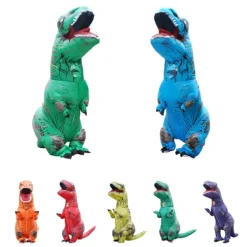 Oppustelig Dinosaur Kostume Grøn Voksen & Orange Børn Halloween Udklædning kids orange