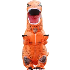 Oppustelig Dinosauriekostume Cosplay Maskeraddrægt Halloween Børn Grøn Voksen Orange oarnge kids