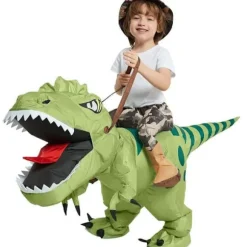 Oppustelig Dinosaurkostume T-Rex Kostume Sjovt Halloweenkostume til Voksne Fest_TF_TF Grøn Grön 120-150cm Barn