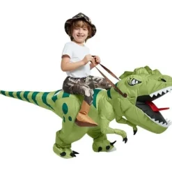 Oppustelig Dinosaurkostume T-Rex Kostume Sjovt Halloweenkostume til Voksne Fest_TF_TF Grøn Grön 120-150cm Barn