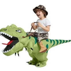 Oppustelig Dinosaurkostume T-Rex Kostume Sjovt Halloweenkostume til Voksne Fest_TF_TF Grøn Grön 120-150cm Barn
