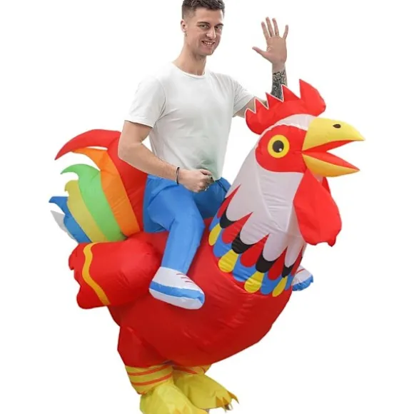 Oppustelig Dragt Oppustelig Kyllingedragt til Fest Halloween Jul Cosplay Voksenstørrelse F&Q adult adult rainbow
