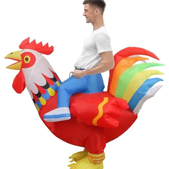 Oppustelig Dragt Oppustelig Kyllingedragt til Fest Halloween Jul Cosplay Voksenstørrelse F&Q adult adult rainbow