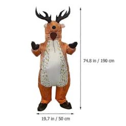 Oppustelig elgdragt til mænd, oppustelig elgkostume, oppustelig fancy rensdyr jumpsuit