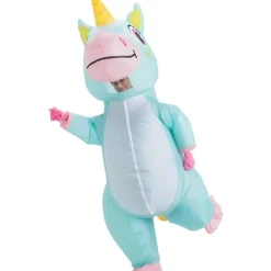 Oppustelig enhjørningedragt - Helkrops oppustelig enhjørningedragt - Deluxe Halloween-kostume - Voksenstørrelse (blå)