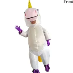 Oppustelig enhjørningedragt - Oppustelig enhjørningedragt til børn og voksne, Cosplay, Fantasiafest, Oppustelig jumpsuit
