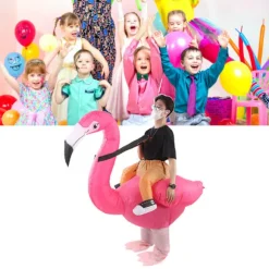 Oppustelig Flamingo Kostume Vandtæt Polyesterstof Oppustelig Dragt til 150‑190cm Voksen