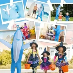 Oppustelig Haj Kostume Voksen Halloween Sjov Fest Kostume Blå (Oppustelig Haj Kostume)