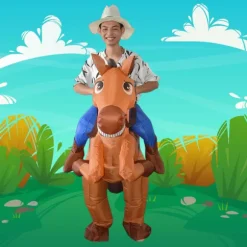 Oppustelig Heste Ridningskostume Cowboy på Hest Udklædning Sjov Nyhed Udklædningsfest Tøj Hale hest_xx