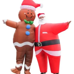 Oppustelig julemand peberkagemand kostume unisex voksen kostume cosplay fest (peberkagemand)