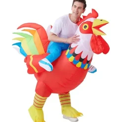 Oppustelig Kylling Kostume Halloween Ride-on Hane Voksen Kostume Sjov Cosplay Kostume til Fødselsdag Julefest