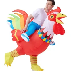 Oppustelig Kylling Kostume Halloween Ride-on Hane Voksen Kostume Sjov Cosplay Kostume til Fødselsdag Julefest
