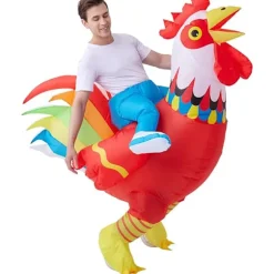 Oppustelig Kylling Kostume Halloween Ride-on Hane Voksen Kostume Sjov Cosplay Kostume til Fødselsdag Julefest