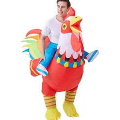 Oppustelig Kylling Kostume Halloween Ride-on Hane Voksen Kostume Sjov Cosplay Kostume til Fødselsdag Julefest