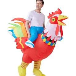 Oppustelig Kylling Kostume Halloween Ride-on Hane Voksen Kostume Sjov Cosplay Kostume til Fødselsdag Julefest