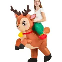 Oppustelig Rensdyrvæst Kostume Voksen Blow Up Elg Hjorte Kostumer Ridning Ferie Oppustelig Halloween Kostume Til Kvinder Mænd Teenagere Jul Cosplay