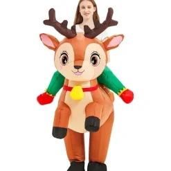 Oppustelig Rensdyrvæst Kostume Voksen Blow Up Elg Hjorte Kostumer Ridning Ferie Oppustelig Halloween Kostume Til Kvinder Mænd Teenagere Jul Cosplay