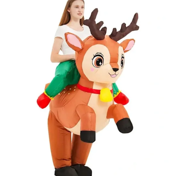 Oppustelig Rensdyrvæst Kostume Voksen Blow Up Elg Hjorte Kostumer Ridning Ferie Oppustelig Halloween Kostume Til Kvinder Mænd Teenagere Jul Cosplay