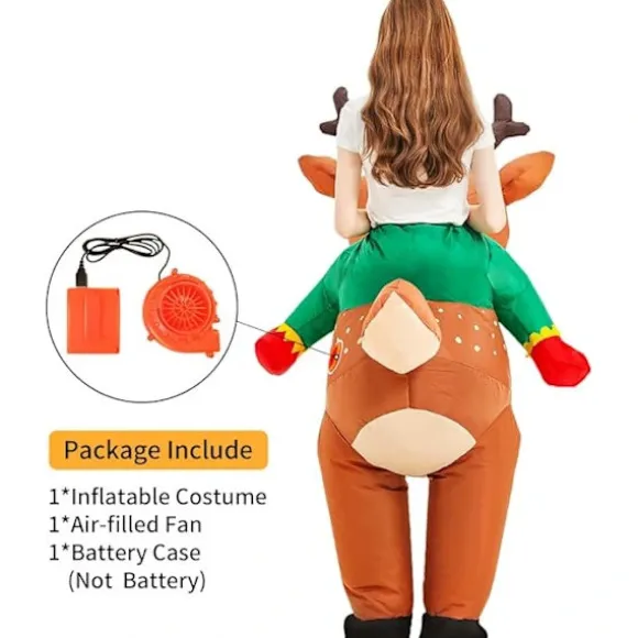 Oppustelig Rensdyrvæst Kostume Voksen Blow Up Elg Hjorte Kostumer Ridning Ferie Oppustelig Halloween Kostume Til Kvinder Mænd Teenagere Jul Cosplay