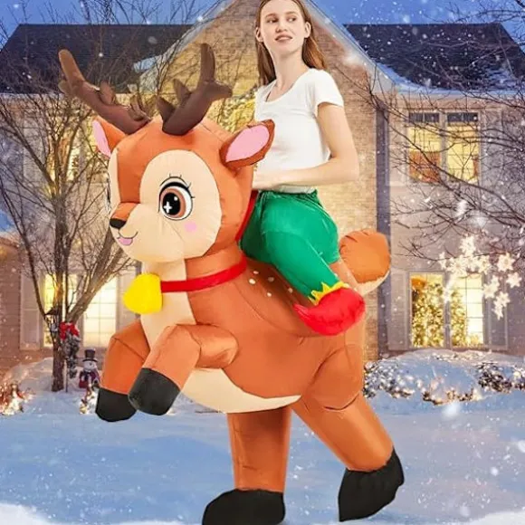 Oppustelig Rensdyrvæst Kostume Voksen Blow Up Elg Hjorte Kostumer Ridning Ferie Oppustelig Halloween Kostume Til Kvinder Mænd Teenagere Jul Cosplay
