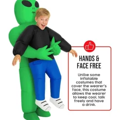 Oppustelig rumvæsendragt til børn og voksne – Halloween Cosplay Kostume med blæser