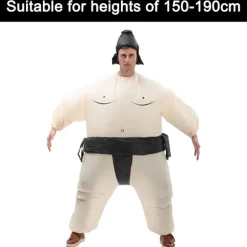 Oppustelig Sumo Kostume, Sjov Udklædning Cosplay Bodysuit med Indbygget Blæser Pustes Hurtigt Op, Åndbart Rivfast Lugtfrit Materiale, Let black 150-190 | Fyndiq