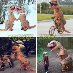 Oppustelig T-Rex Dinosaur Kostume Halloween Kostume Udklædningstøj til Voksen (Brun) Brown