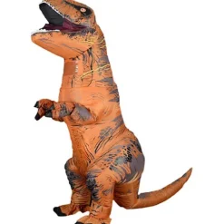 Oppustelig T-REX Kostume Voksen Dinosaur Kostumer Jumpsuit Luftblæser Halloween (Brun) 110cm-150cm