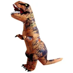 Oppustelig Tyrannosaurus Rex Dinosaur Kostume til Voksne Halloween Maskerade Kostume (Brun)